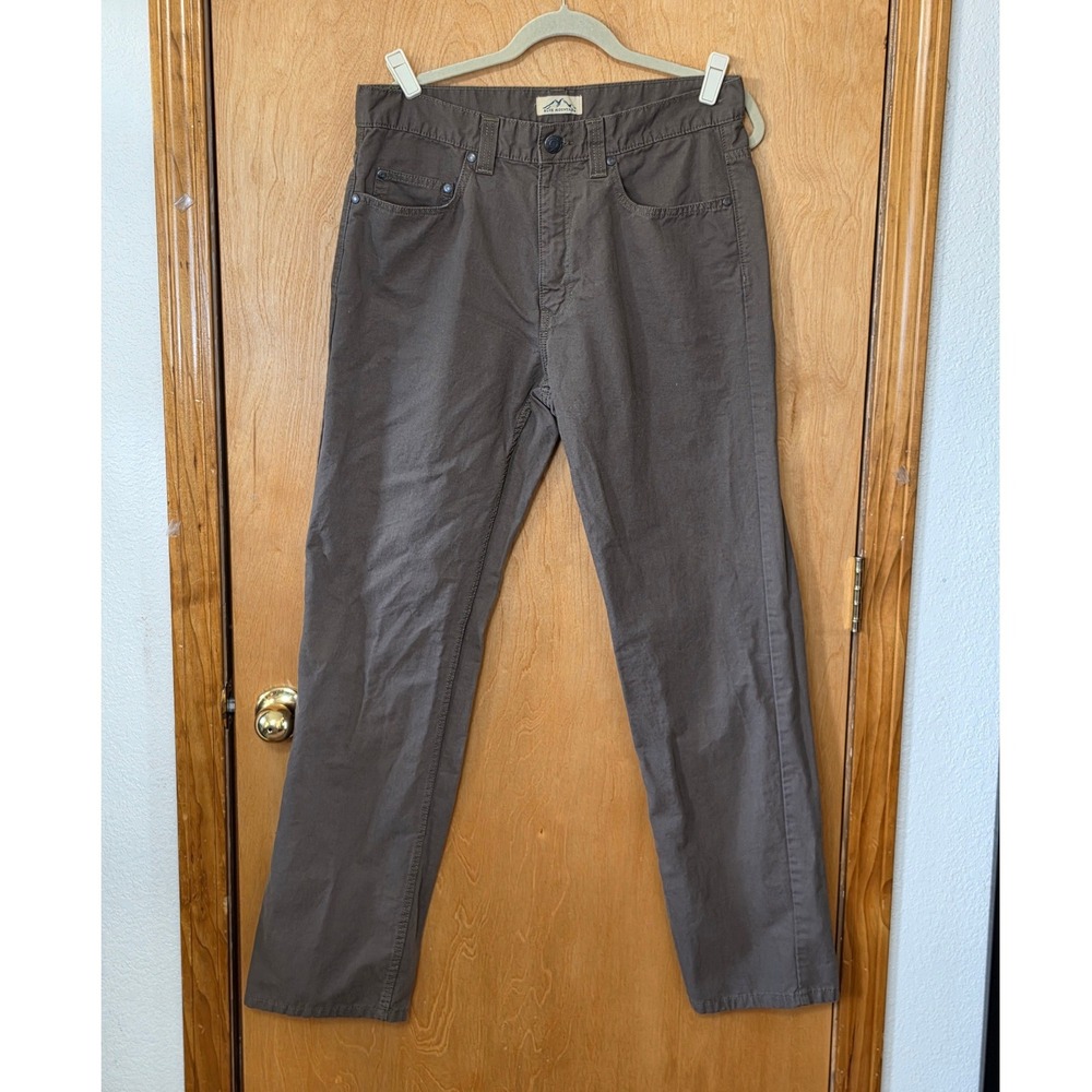 Mens Dark Brown Canvas Work Pants Straight Leg Cotton 34x34 Utility Casual